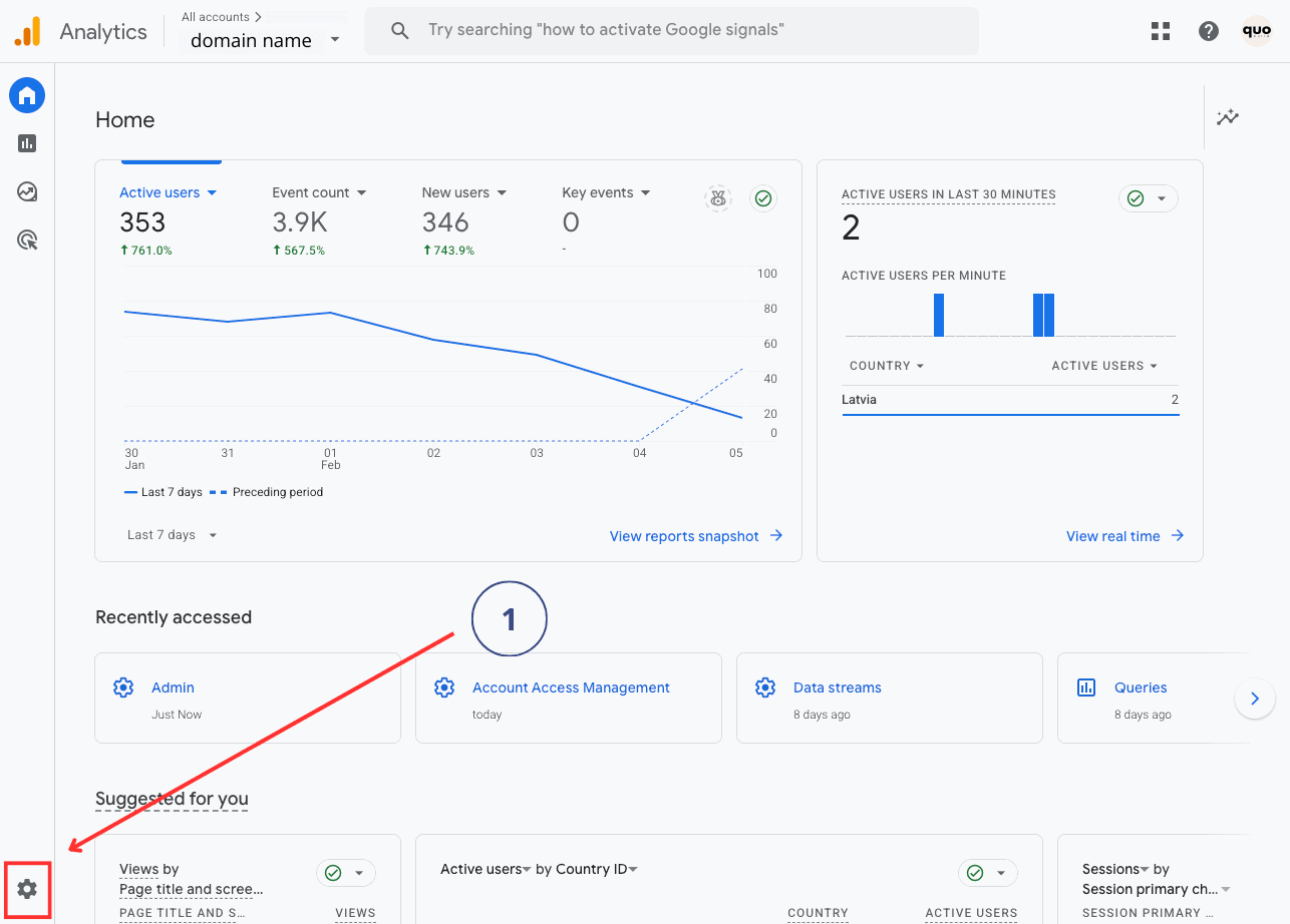 How to add user to google analytics step 1