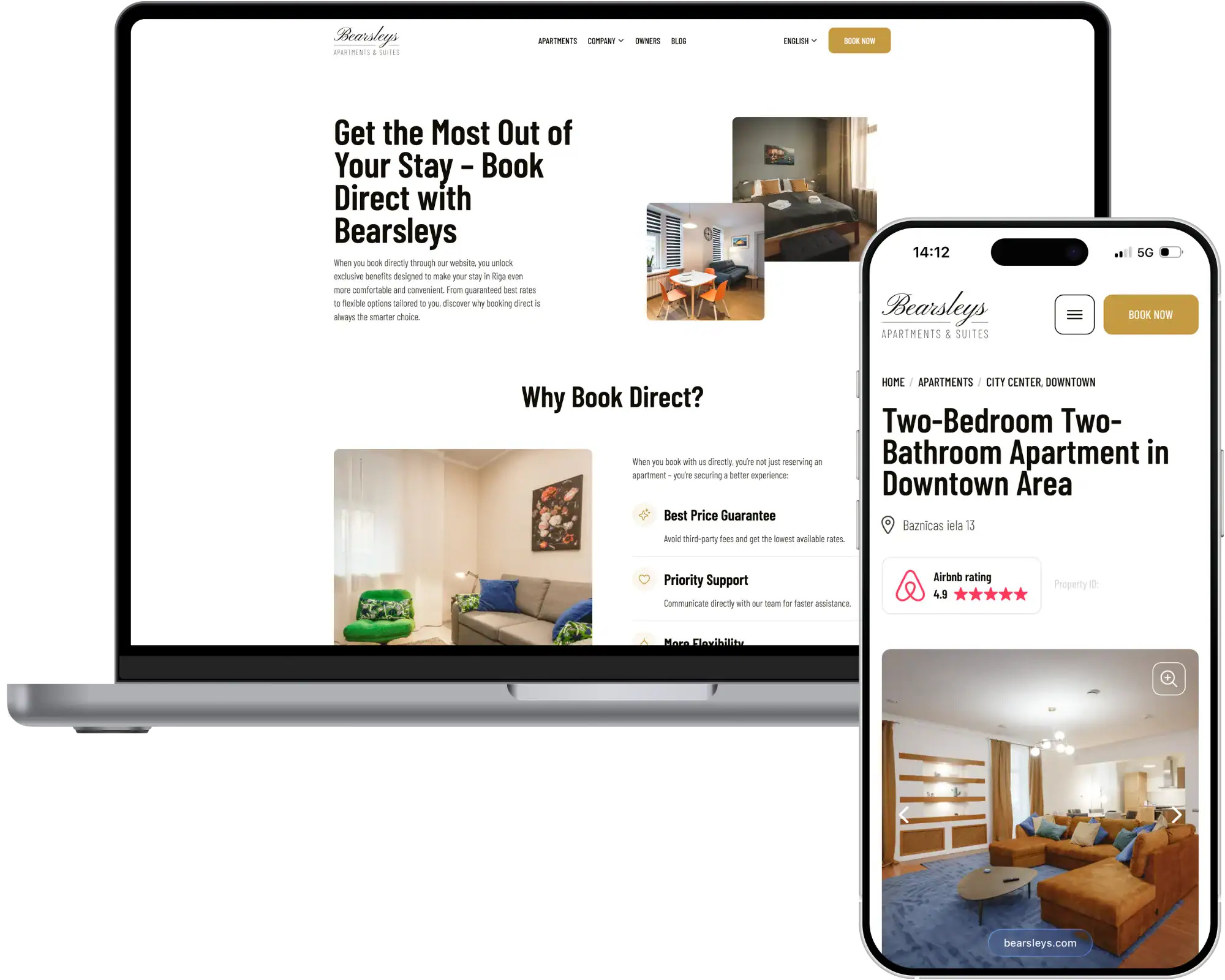 Bearsleys Website development SEO optimisation UI UX design quo build portfolio desktop phone view