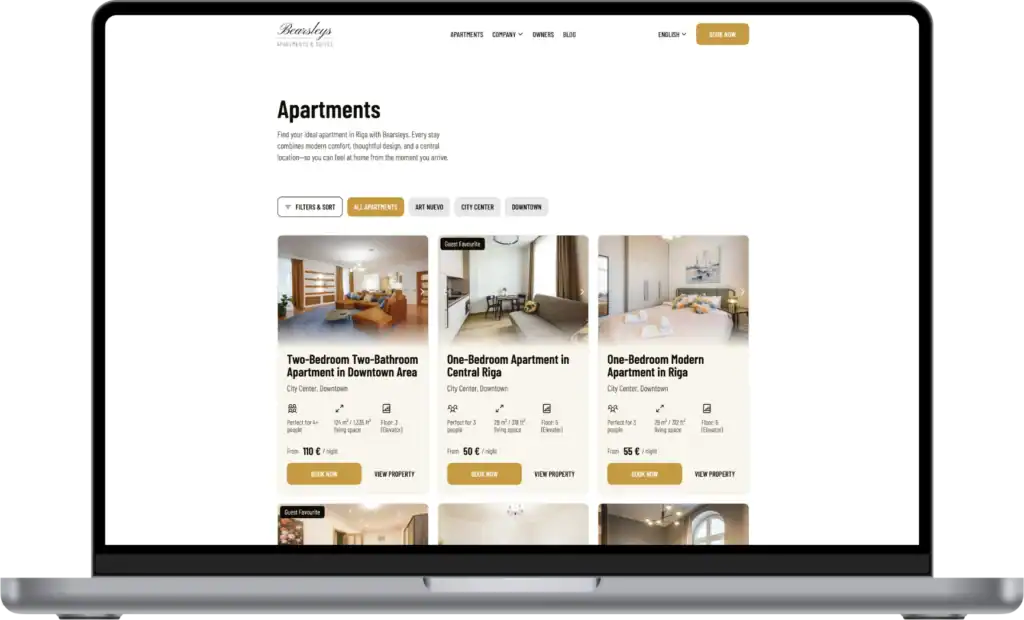 Bearsleys Website development SEO optimisation UI UX design quo build portfolio desktop view
