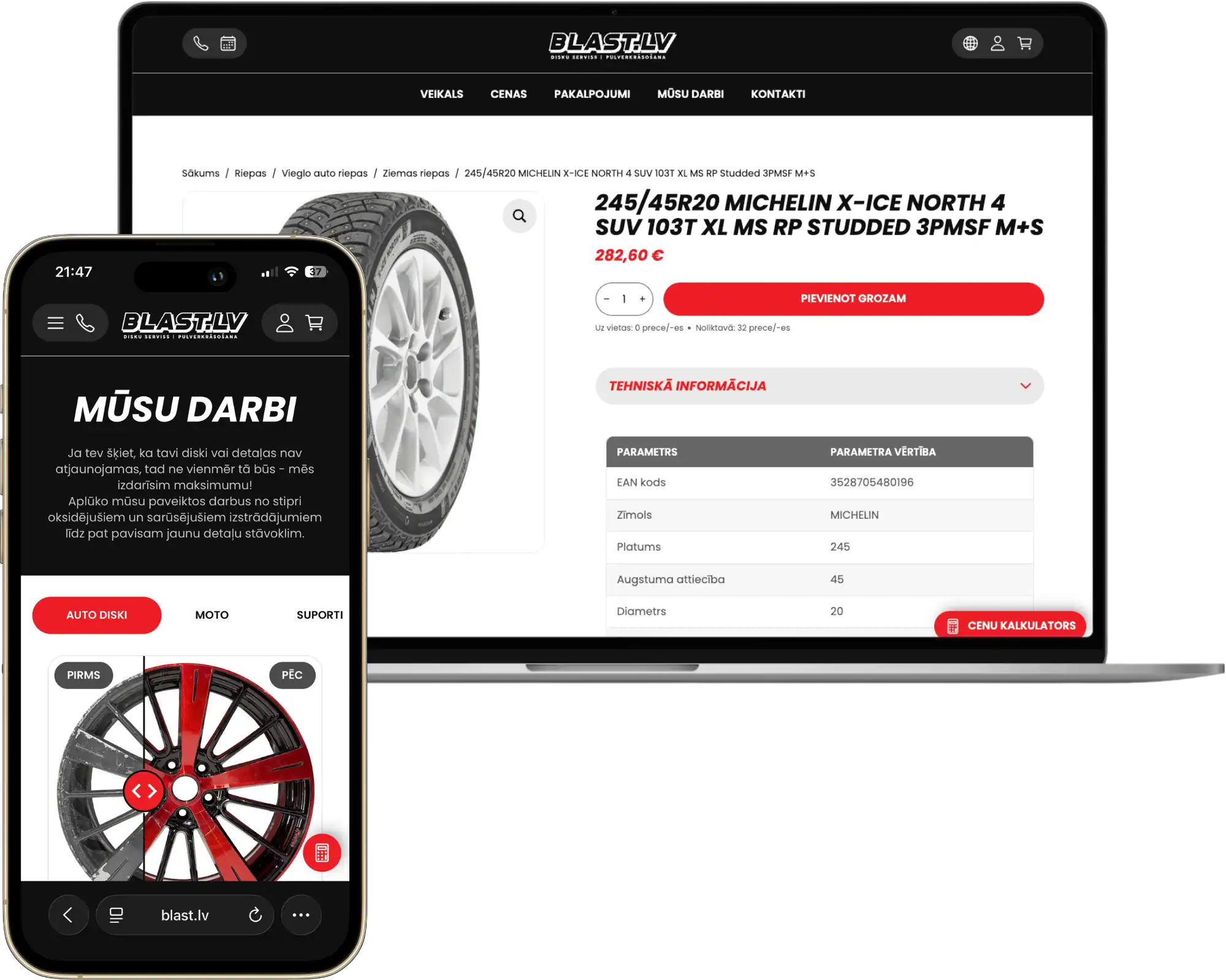 Blast UI UX design Custom development API integrations SEO optimisation quo build portfolio desktop phone view