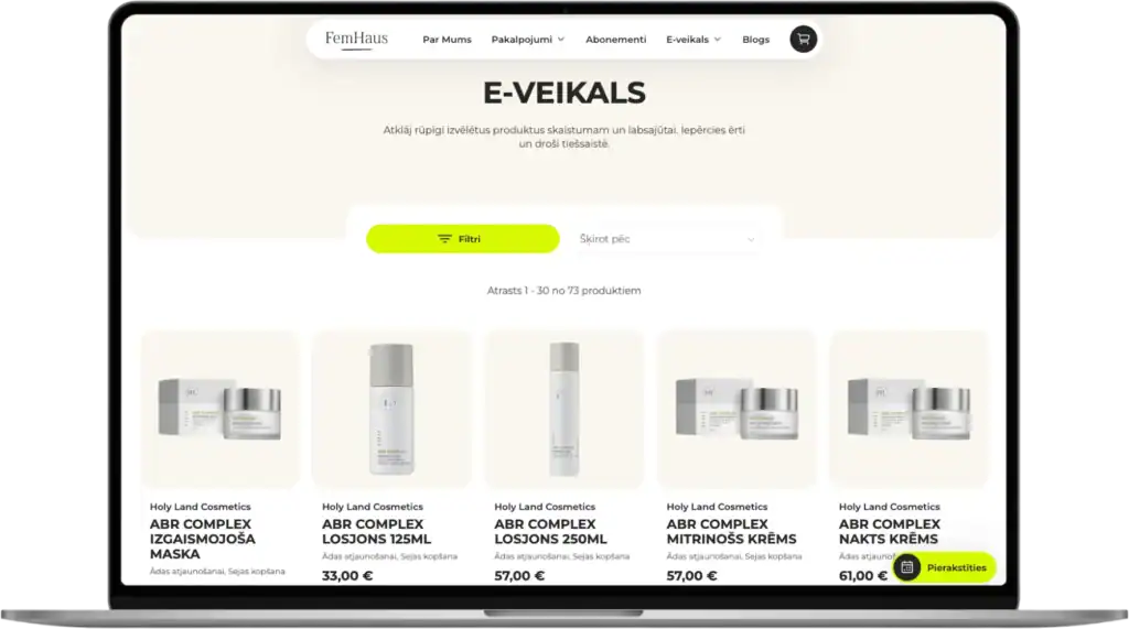 FemHaus UI UX design Custom service pages Mobile first SEO optimisation quo build portfolio desktop view