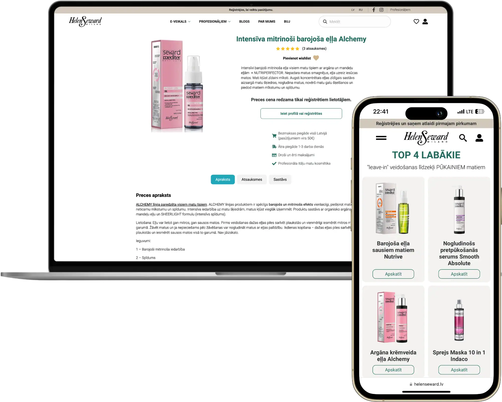 Helen Seward Online store development UI UX design Ecommerce solutions quo build portfolio desktop phone view