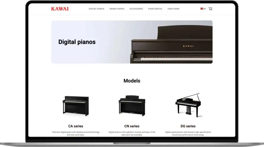 Kawai Latvia Online store development UI UX design Strategy development quo build portfolio desktop view