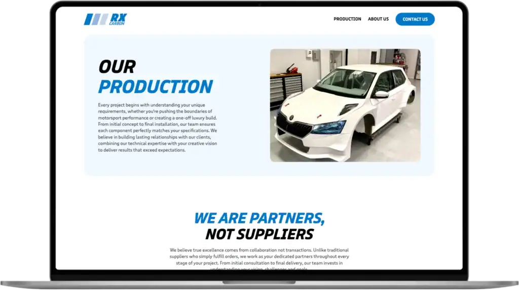 RX Carbon UI UX design Website development SEO optimisation quo build portfolio desktop view 2