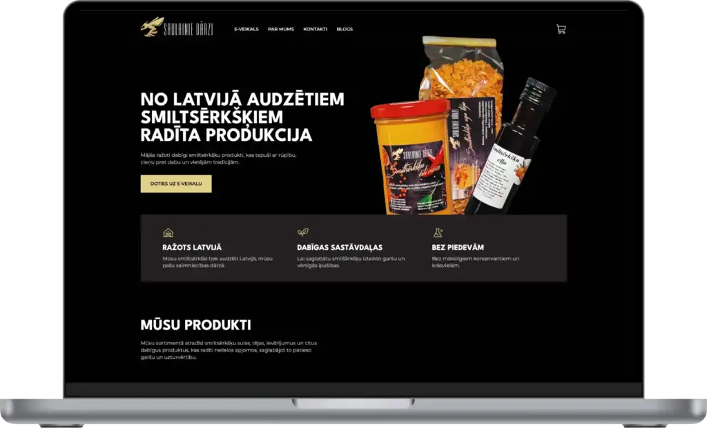 Saulainie dārzi Online store development Website development SEO optimisation UI UX design quo build portfolio desktop view 2