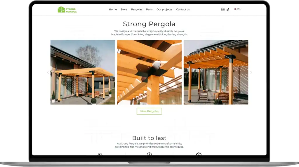 Strong Pergola UI UX design Website development Strategy development quo build portfolio desktop view 2