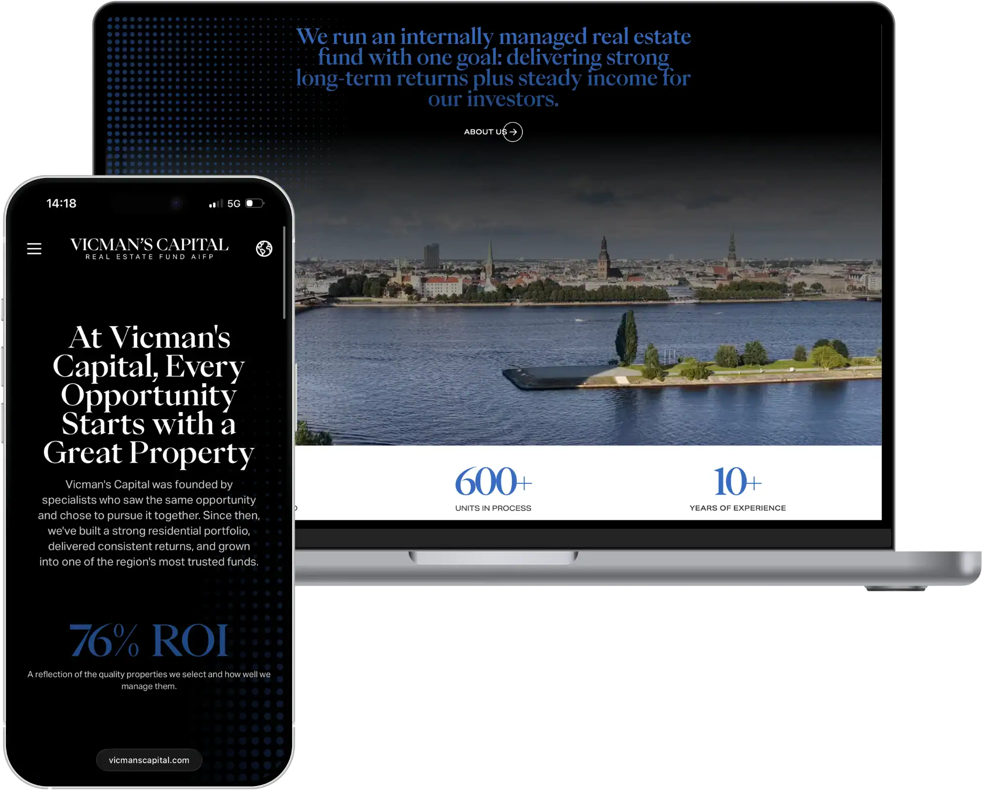 Vicmans Capital Website development SEO optimisation UI UX design quo build portfolio desktop phone view