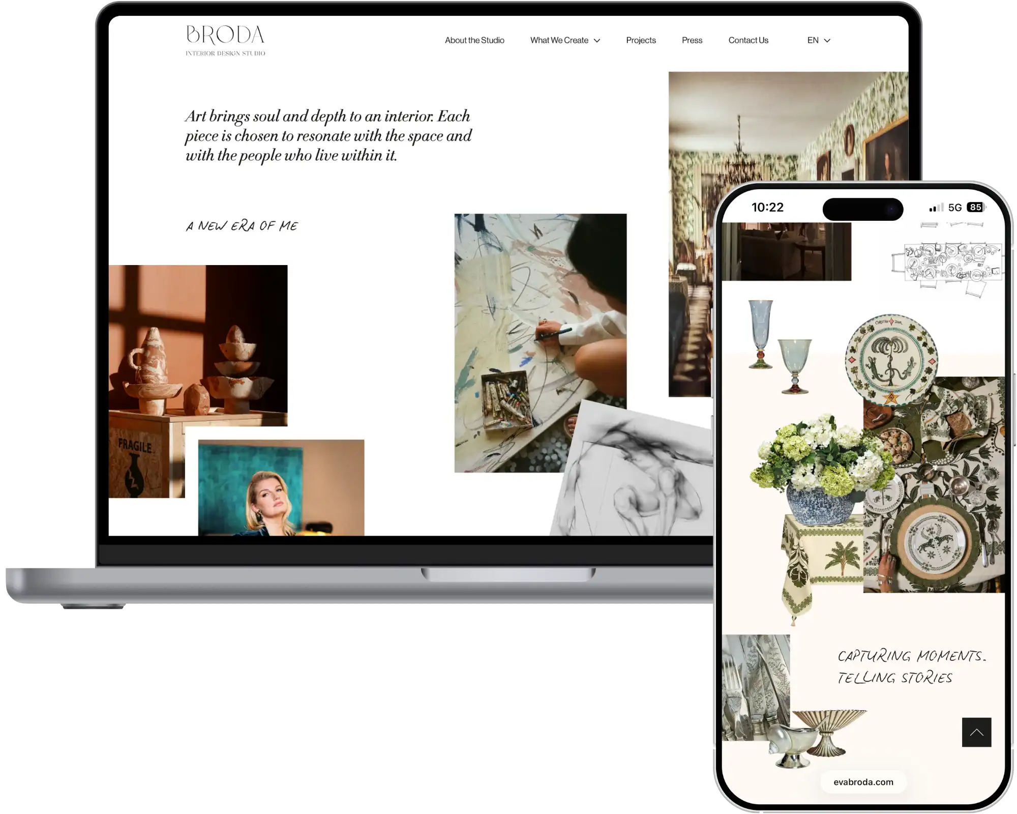 Eva Broda Custom Development SEO CRO Strategy Mobile first quo build portfolio desktop phone view