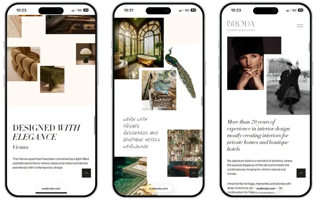 Eva Broda Custom Development SEO CRO Strategy Mobile first quo build portfolio phone view