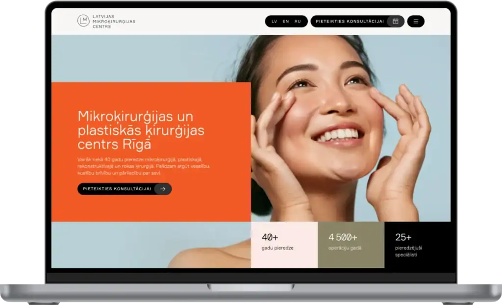 LMC Latvijas Mikroķirurģijas Centrs UI UX design Website development SEO migration Custom integrations quo build portfolio desktop view