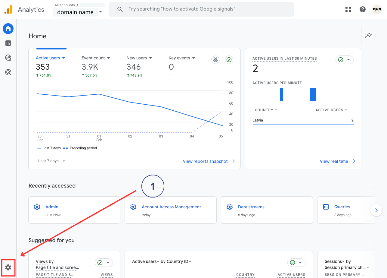 How to add user to google analytics step 1