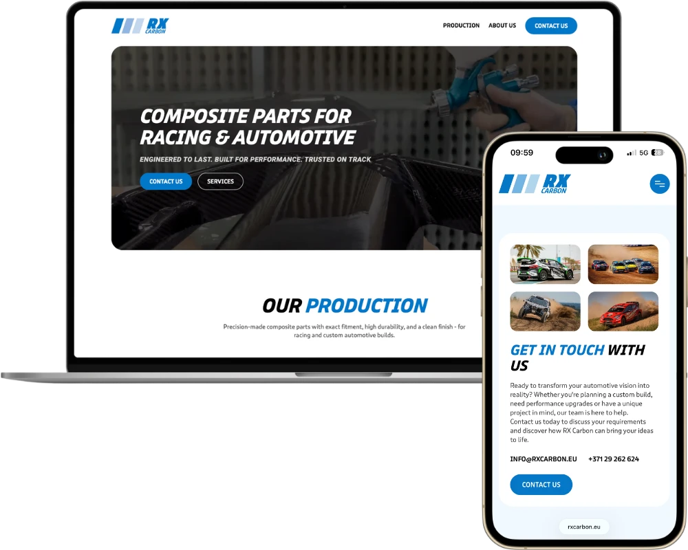 RX Carbon desktop + phone view