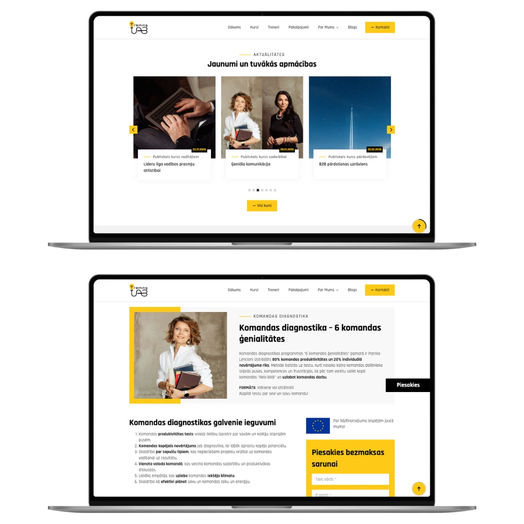 Traininglab desktop view
